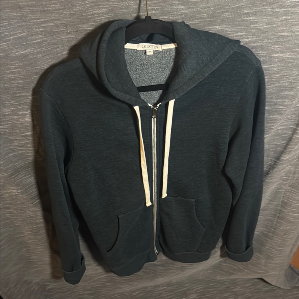 Gustin Men's Dark Blue Grey Zip-Up Sweater